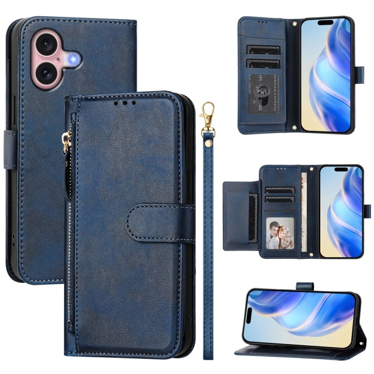 Multi-Card Slots Zipper Wallet Leather Phone Case, For iPhone 16, For iPhone 15 Pro Max, For iPhone 15 Pro, For iPhone 15 Plus