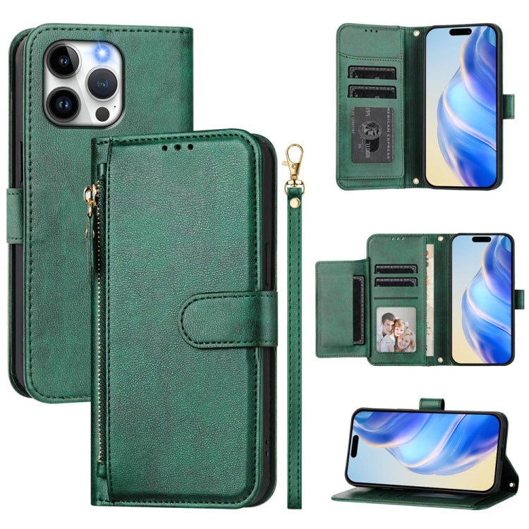Multi-Card Slots Zipper Wallet Leather Phone Case, For iPhone 16, For iPhone 15 Pro Max, For iPhone 15 Pro, For iPhone 15 Plus