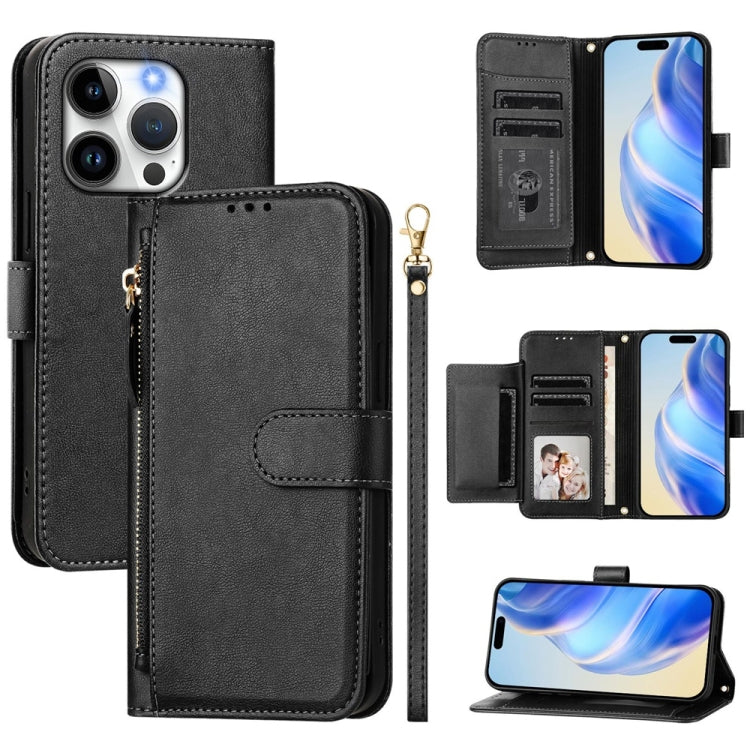 Multi-Card Slots Zipper Wallet Leather Phone Case, For iPhone 16, For iPhone 15 Pro Max, For iPhone 15 Pro, For iPhone 15 Plus