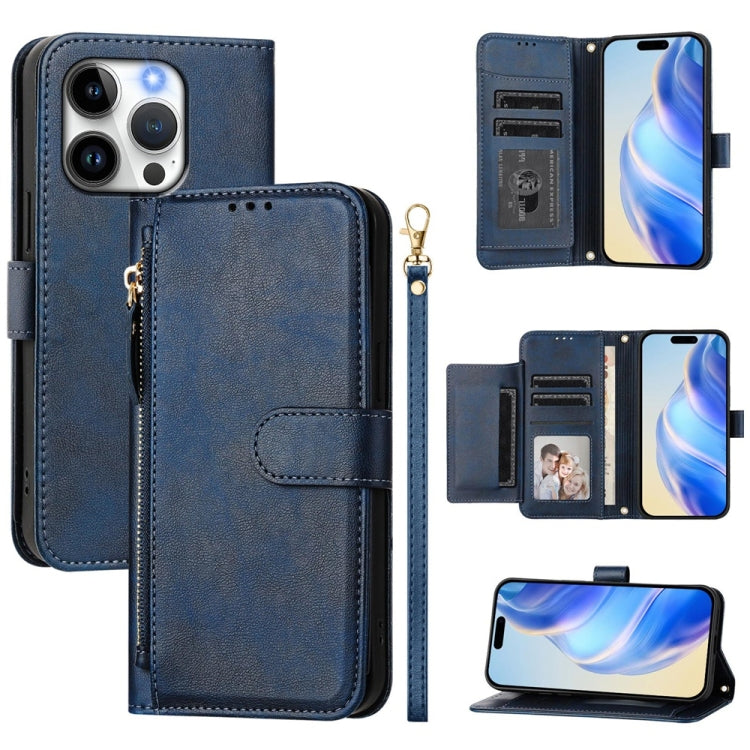 Multi-Card Slots Zipper Wallet Leather Phone Case, For iPhone 16, For iPhone 15 Pro Max, For iPhone 15 Pro, For iPhone 15 Plus