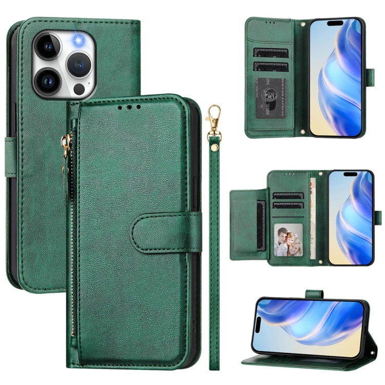 Multi-Card Slots Zipper Wallet Leather Phone Case, For iPhone 16, For iPhone 15 Pro Max, For iPhone 15 Pro, For iPhone 15 Plus