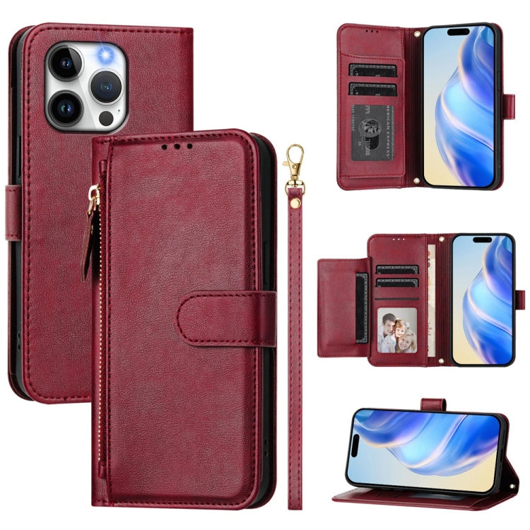 Multi-Card Slots Zipper Wallet Leather Phone Case, For iPhone 14 Pro Max, For iPhone SE 2022 / 2020 / 8 / 7, For iPhone 13 Pro Max, For iPhone 13 Pro