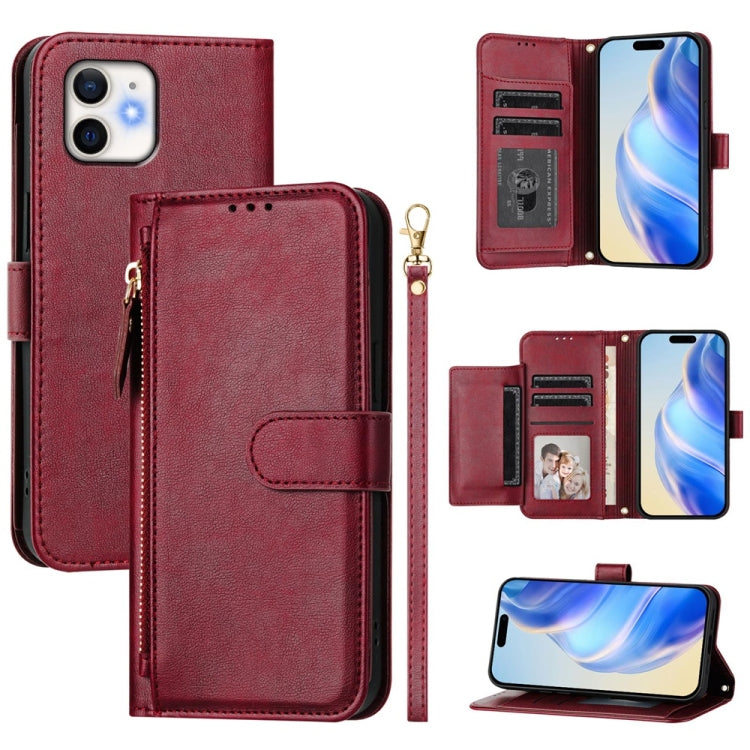 Multi-Card Slots Zipper Wallet Leather Phone Case, For iPhone 13 mini, For iPhone 12 / 12 Pro, For iPhone 12 Pro Max, For iPhone 12 mini