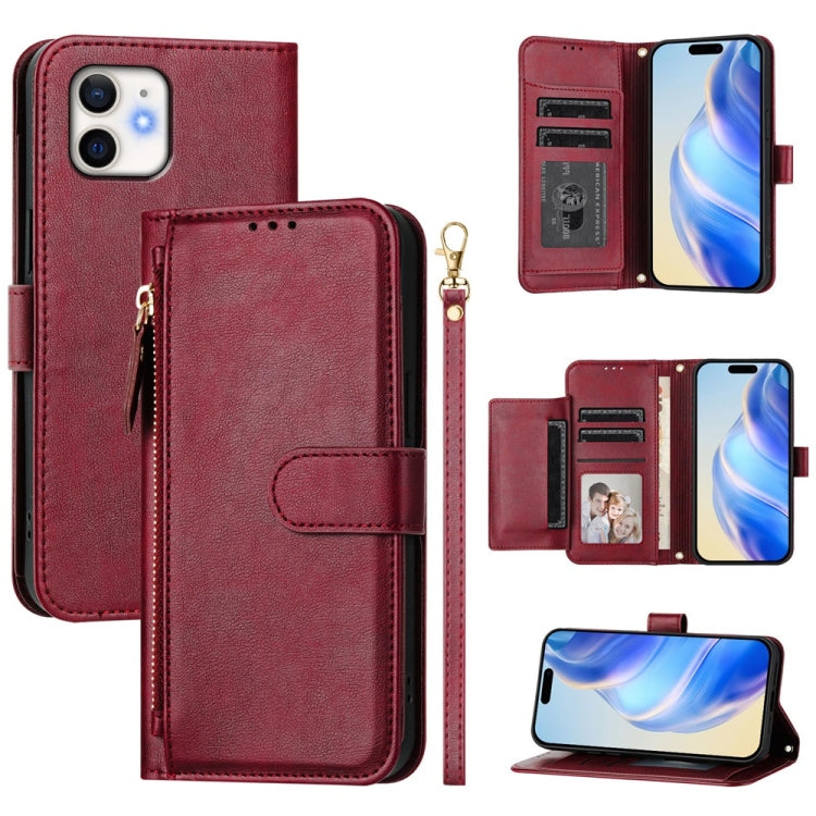 Multi-Card Slots Zipper Wallet Leather Phone Case, For iPhone 13 mini, For iPhone 12 / 12 Pro, For iPhone 12 Pro Max, For iPhone 12 mini