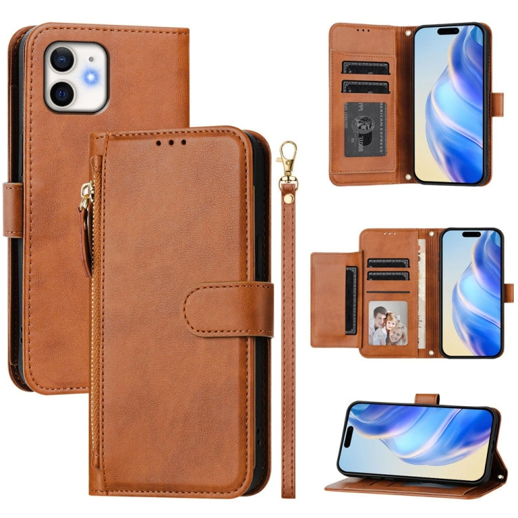 Multi-Card Slots Zipper Wallet Leather Phone Case, For iPhone 13 mini, For iPhone 12 / 12 Pro, For iPhone 12 Pro Max, For iPhone 12 mini