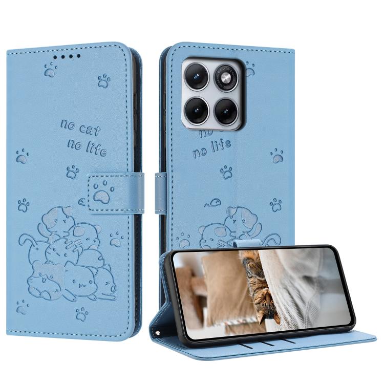 Embossed Kitten Phone Leather Case with Lanyard, For Motorola Moto G67 / G77 5G, For Motorola Edge 70 Fusion 5G, For Motorola Moto G67 Power / G57 Power, For Motorola Edge 70 5G