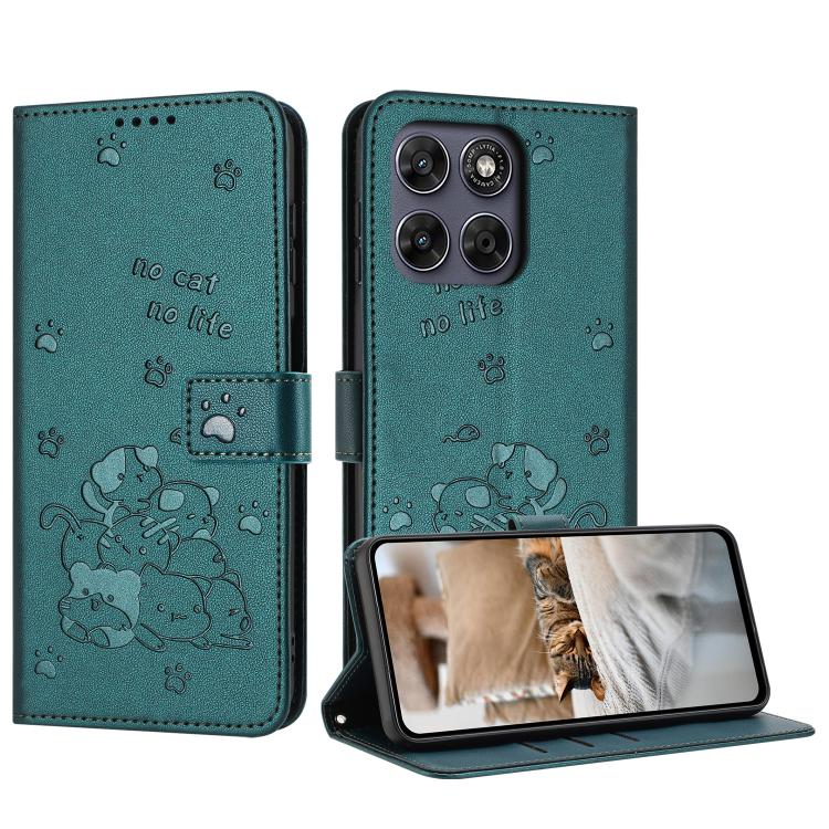 Embossed Kitten Phone Leather Case with Lanyard, For Motorola Edge 5G 2026, For Motorola Moto G37 / G37 Power / G47, For Motorola Edge 70 Pro 5G, For Motorola Moto G17 / G17 Power 4G