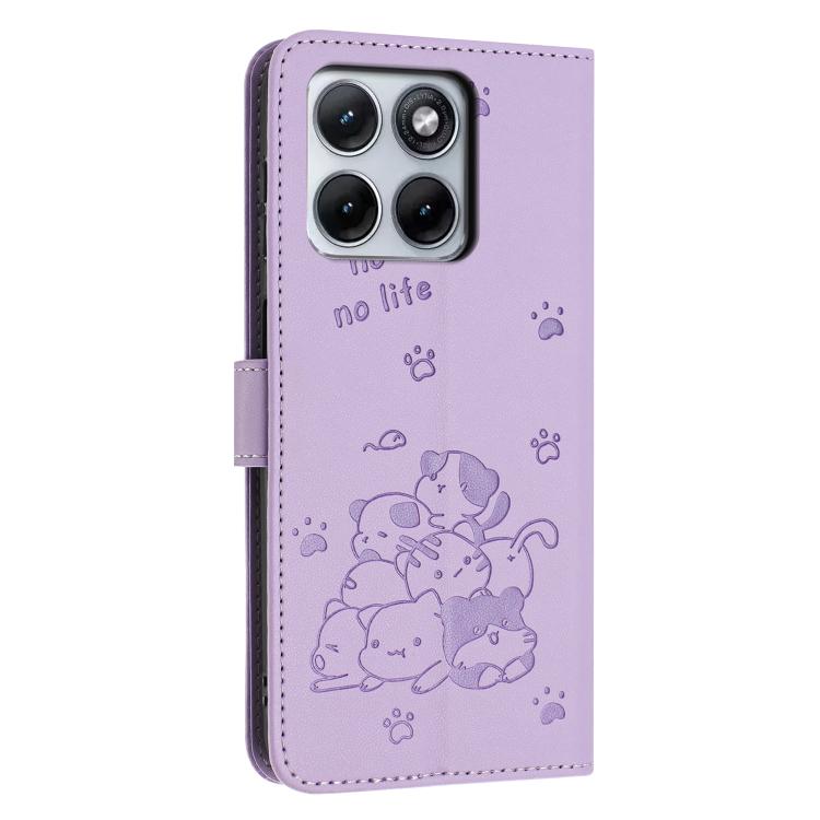 Embossed Kitten Phone Leather Case with Lanyard, For Motorola Edge 5G 2026, For Motorola Moto G37 / G37 Power / G47, For Motorola Edge 70 Pro 5G, For Motorola Moto G17 / G17 Power 4G