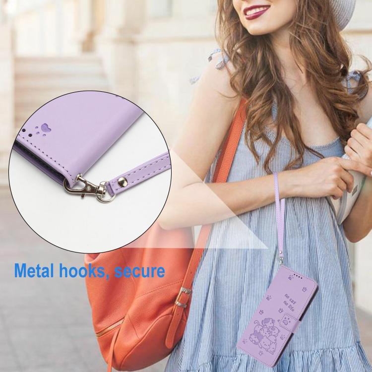 Embossed Kitten Phone Leather Case with Lanyard, For Motorola Edge 5G 2026, For Motorola Moto G37 / G37 Power / G47, For Motorola Edge 70 Pro 5G, For Motorola Moto G17 / G17 Power 4G