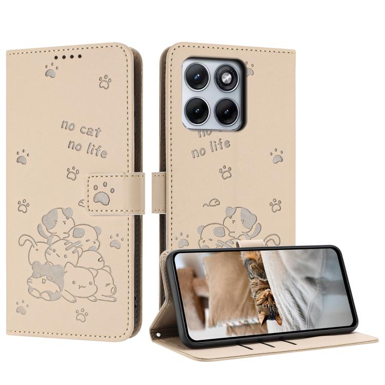 Embossed Kitten Phone Leather Case with Lanyard, For Motorola Edge 5G 2026, For Motorola Moto G37 / G37 Power / G47, For Motorola Edge 70 Pro 5G, For Motorola Moto G17 / G17 Power 4G