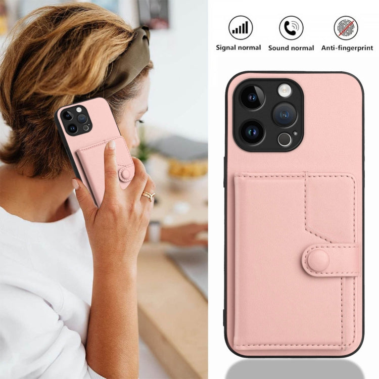 Button Card Bag RFID Anti-theft Phone Case, For iPhone 15 Pro Max, For iPhone 15 Pro, For iPhone 15 Plus, For iPhone 15