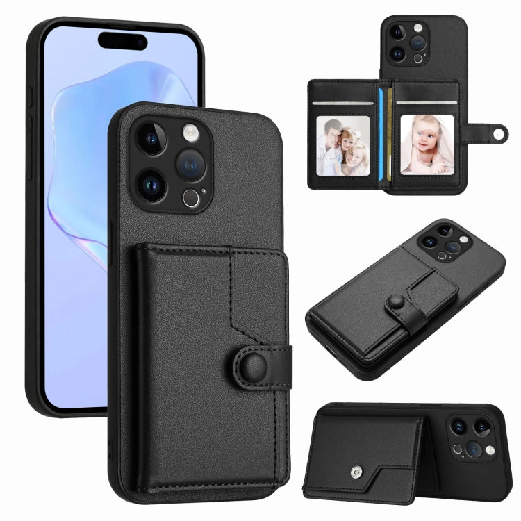 Button Card Bag RFID Anti-theft Phone Case, For iPhone 15 Pro Max, For iPhone 15 Pro, For iPhone 15 Plus, For iPhone 15
