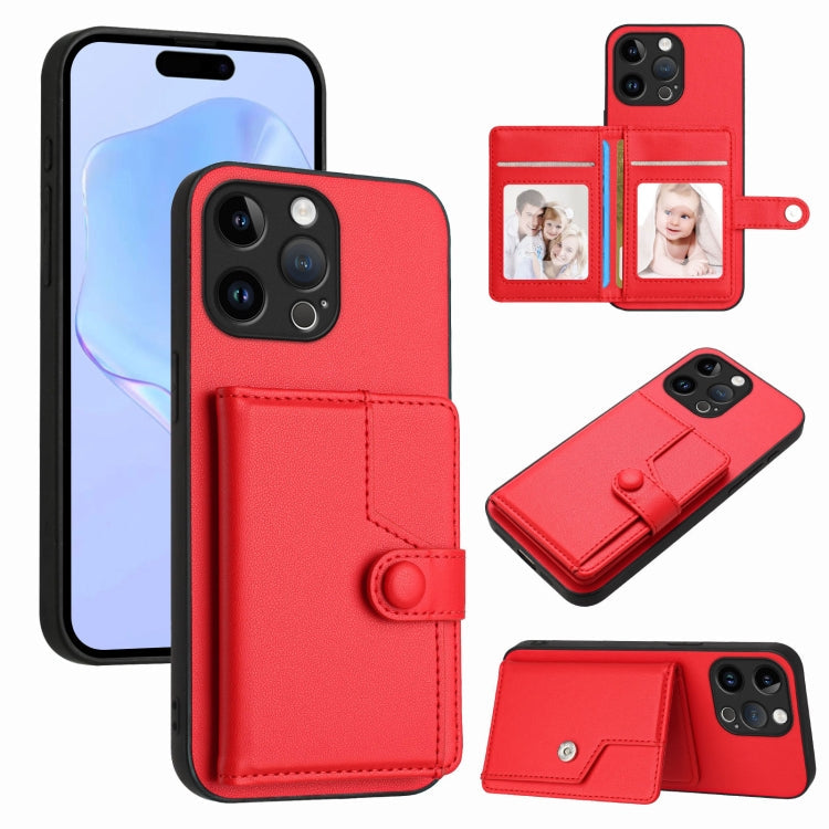 Button Card Bag RFID Anti-theft Phone Case, For iPhone 15 Pro Max, For iPhone 15 Pro, For iPhone 15 Plus, For iPhone 15