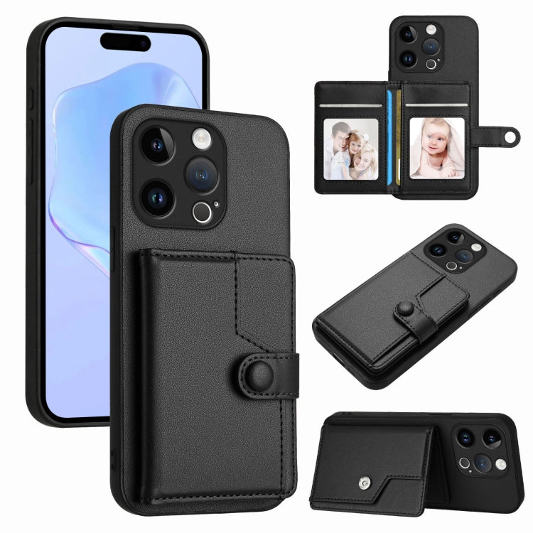 Button Card Bag RFID Anti-theft Phone Case, For iPhone 15 Pro Max, For iPhone 15 Pro, For iPhone 15 Plus, For iPhone 15