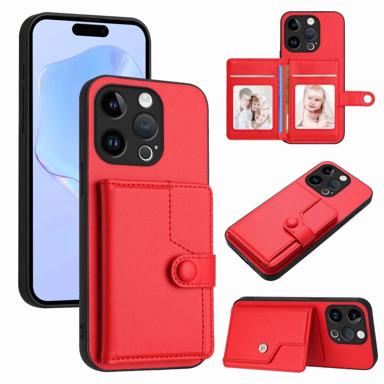Button Card Bag RFID Anti-theft Phone Case, For iPhone 15 Pro Max, For iPhone 15 Pro, For iPhone 15 Plus, For iPhone 15