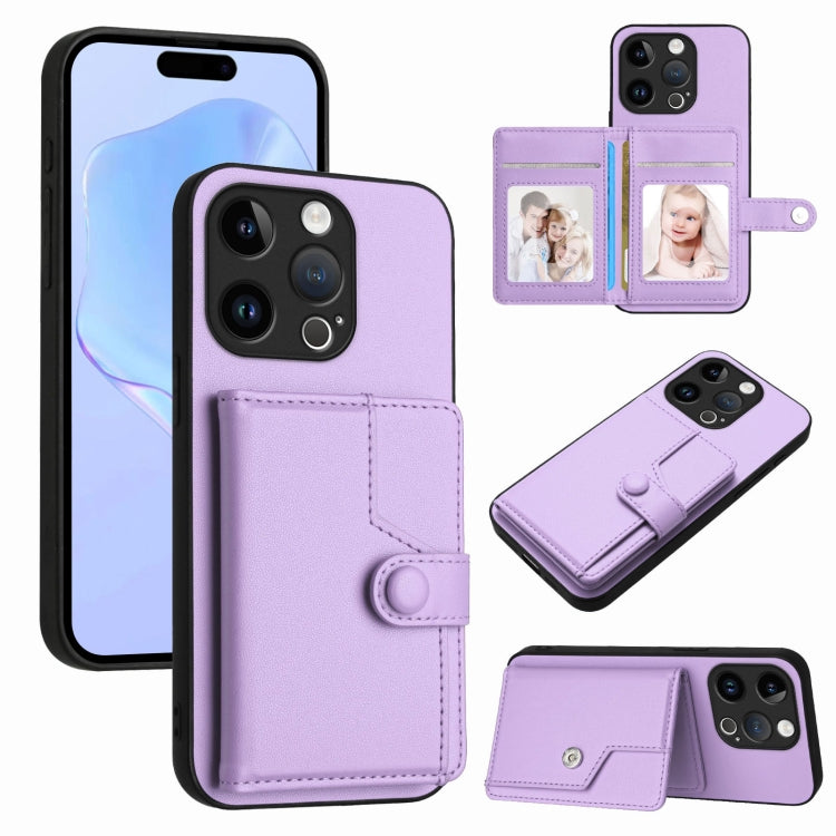 Button Card Bag RFID Anti-theft Phone Case, For iPhone 15 Pro Max, For iPhone 15 Pro, For iPhone 15 Plus, For iPhone 15
