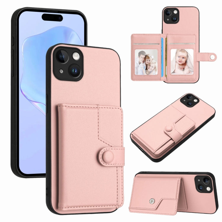 Button Card Bag RFID Anti-theft Phone Case, For iPhone 15 Pro Max, For iPhone 15 Pro, For iPhone 15 Plus, For iPhone 15