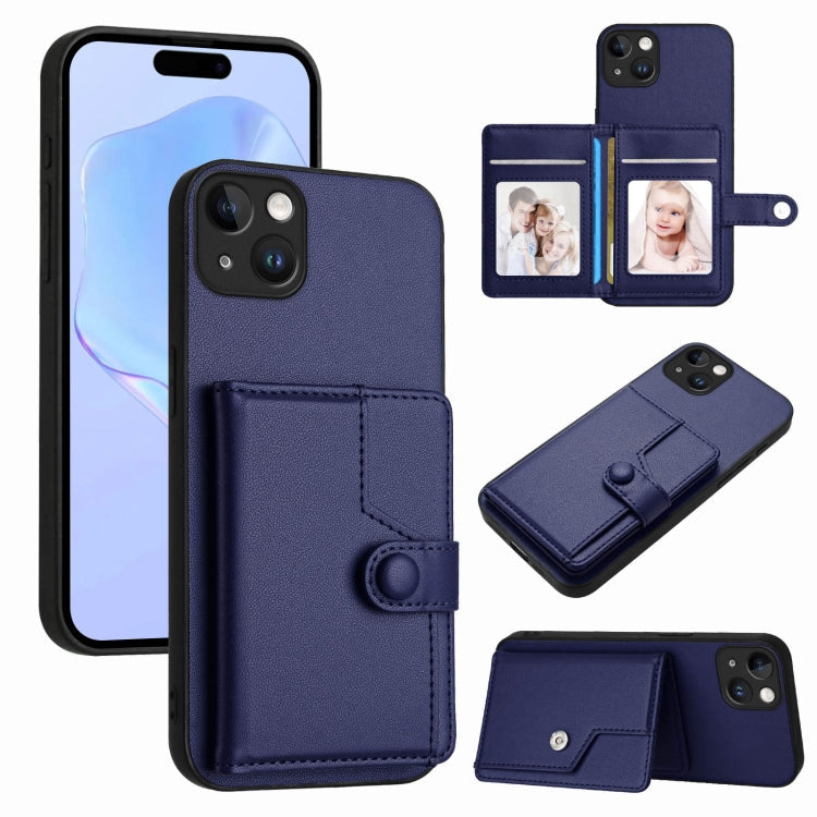 Button Card Bag RFID Anti-theft Phone Case, For iPhone 15 Pro Max, For iPhone 15 Pro, For iPhone 15 Plus, For iPhone 15