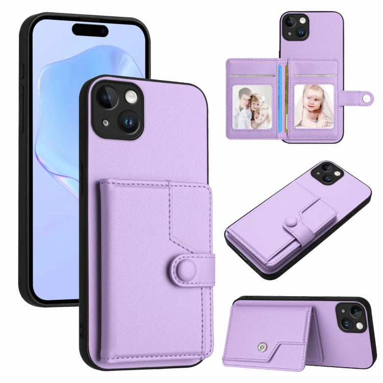 Button Card Bag RFID Anti-theft Phone Case, For iPhone 15 Pro Max, For iPhone 15 Pro, For iPhone 15 Plus, For iPhone 15