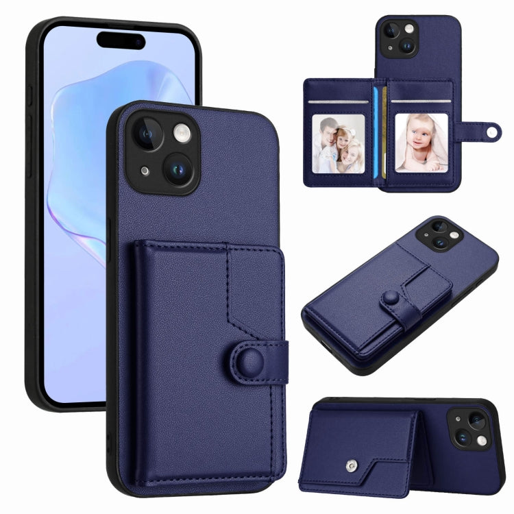 Button Card Bag RFID Anti-theft Phone Case, For iPhone 15 Pro Max, For iPhone 15 Pro, For iPhone 15 Plus, For iPhone 15