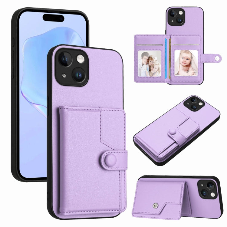 Button Card Bag RFID Anti-theft Phone Case, For iPhone 15 Pro Max, For iPhone 15 Pro, For iPhone 15 Plus, For iPhone 15