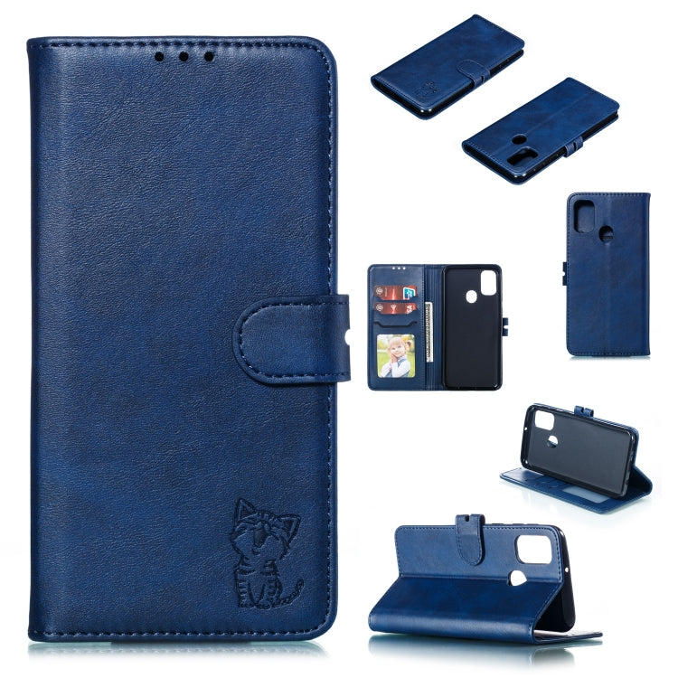 Embossed Happy Cat Pattern Horizontal Flip Leather Case with Holder & Card Slots & Wallet & Photo Frame, For Samsung Galaxy A21s, For Samsung Galaxy A71 5G, For Samsung Galaxy Note20, For Samsung Galaxy Note20 Ultra