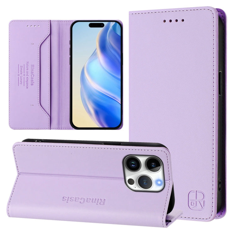 RC01 Dual-Folded Magnetic Suction RFID Leather Phone Case, For iPhone 17, For iPhone Air, For iPhone 16 Pro Max