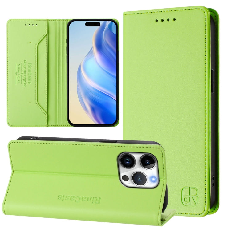 RC01 Dual-Folded Magnetic Suction RFID Leather Phone Case, For iPhone 16 Pro, For iPhone 16 Plus, For iPhone 16