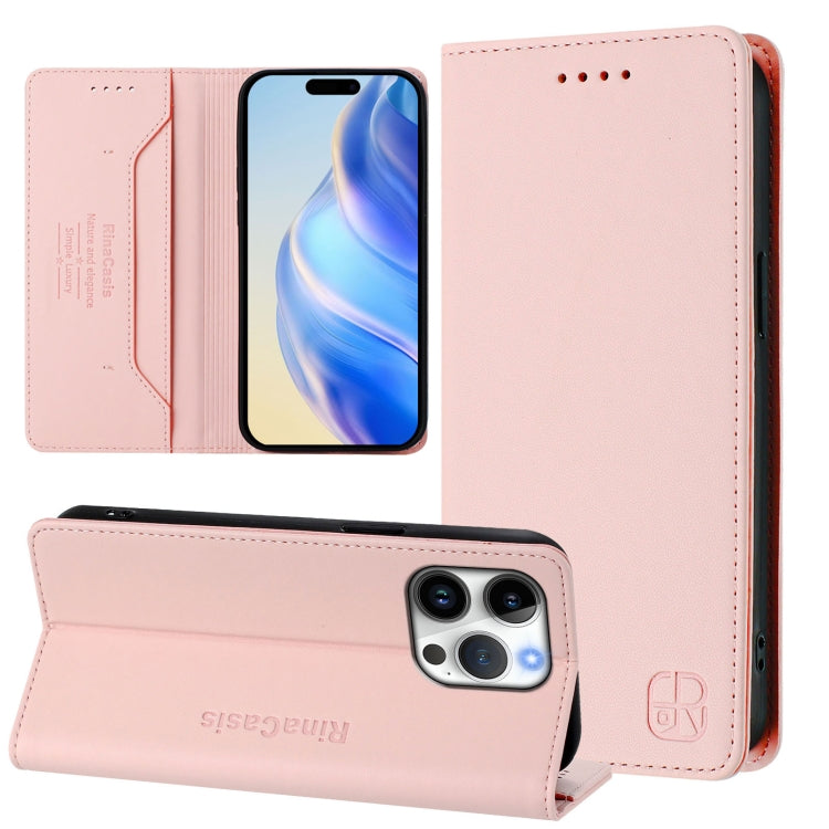 RC01 Dual-Folded Magnetic Suction RFID Leather Phone Case, For iPhone 16 Pro, For iPhone 16 Plus, For iPhone 16