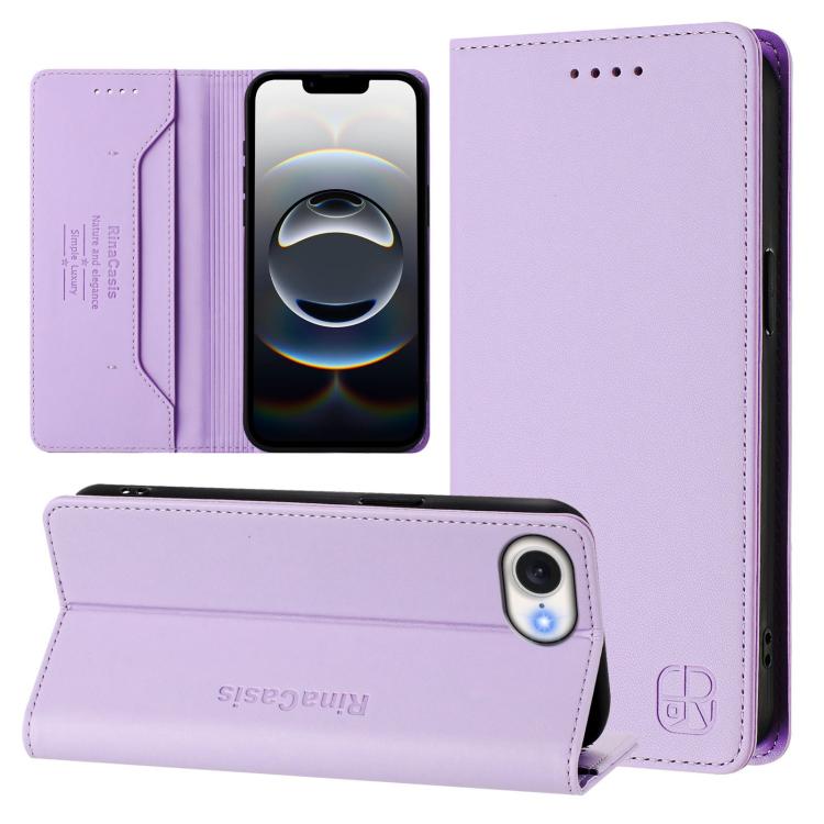 RC01 Dual-Folded Magnetic Suction RFID Leather Phone Case, For iPhone 17e / 16e, For iPhone 17 Pro Max, For iPhone 17 Pro