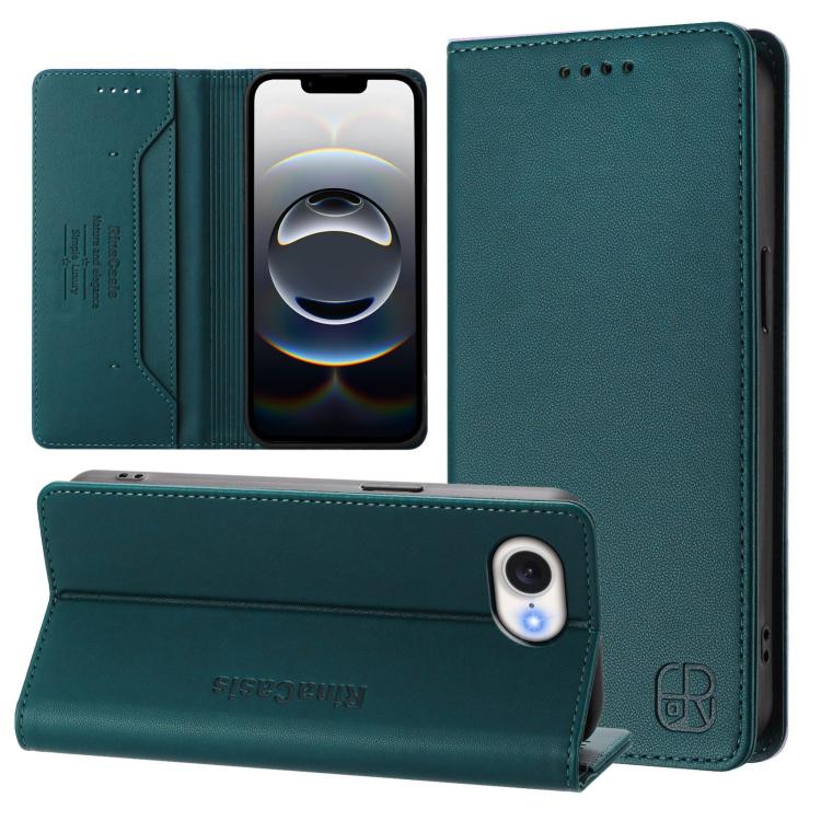 RC01 Dual-Folded Magnetic Suction RFID Leather Phone Case, For iPhone 17e / 16e, For iPhone 17 Pro Max, For iPhone 17 Pro
