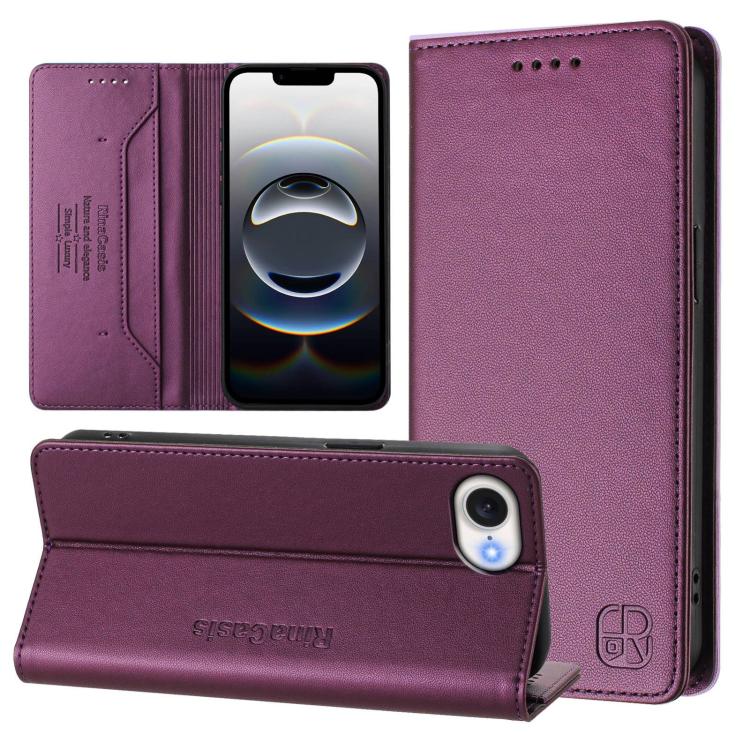 RC01 Dual-Folded Magnetic Suction RFID Leather Phone Case, For iPhone 17e / 16e, For iPhone 17 Pro Max, For iPhone 17 Pro