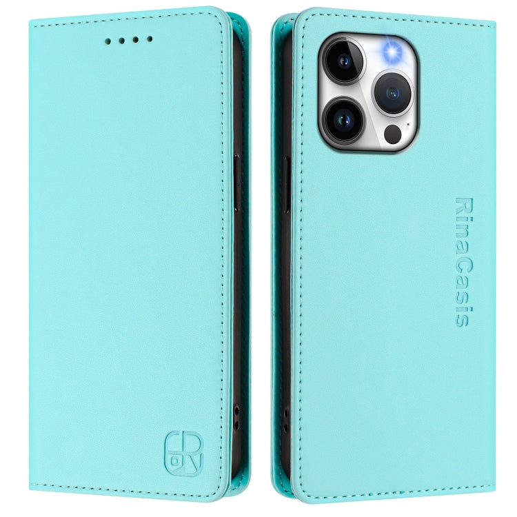 RC01 Dual-Folded Magnetic Suction RFID Leather Phone Case, For iPhone 15 Pro Max, For iPhone 15 Pro, For iPhone 15 Plus