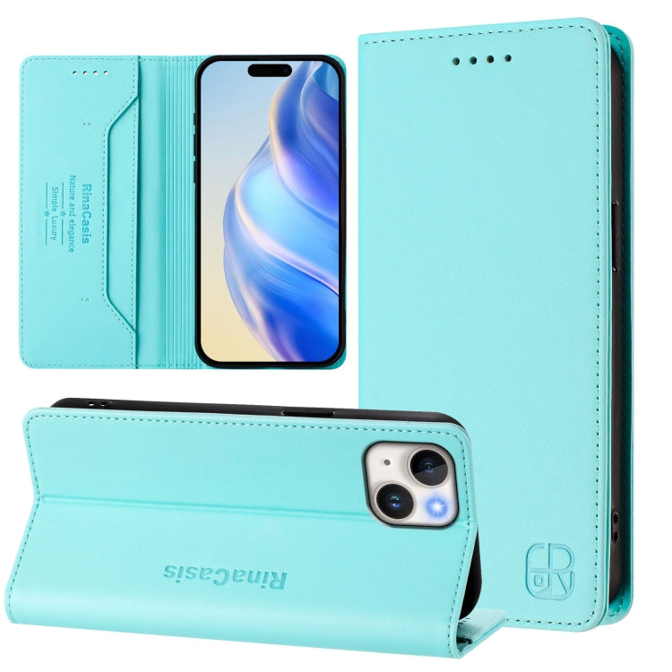 RC01 Dual-Folded Magnetic Suction RFID Leather Phone Case, For iPhone 13 Pro Max, For iPhone 13 Pro, For iPhone 13 mini