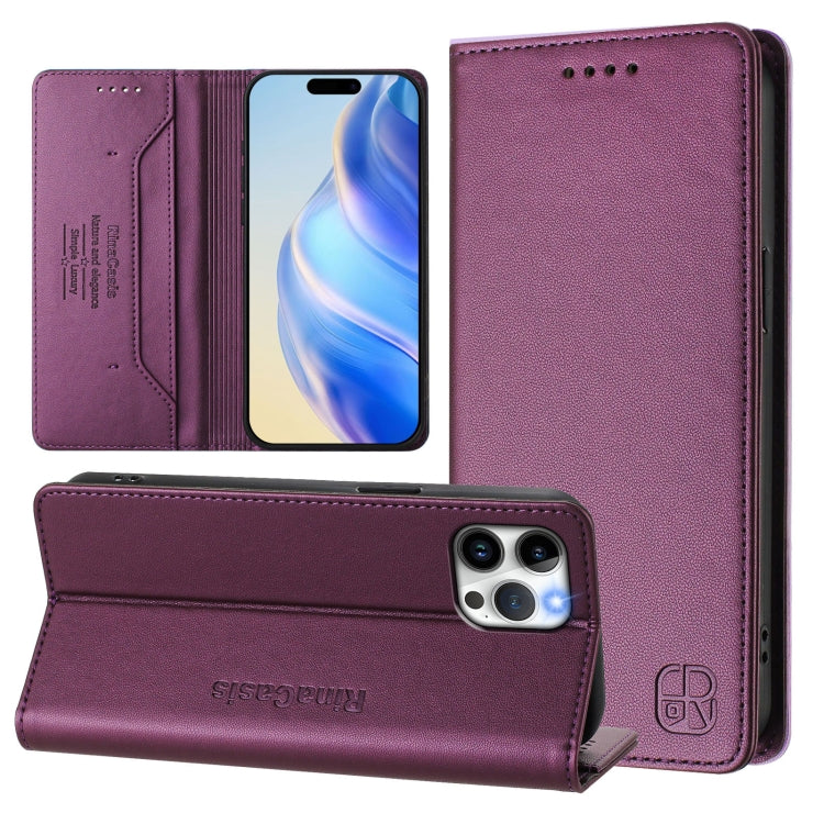 RC01 Dual-Folded Magnetic Suction RFID Leather Phone Case, For iPhone 12 / 12 Pro, For iPhone 12 Pro Max, For iPhone 12 mini