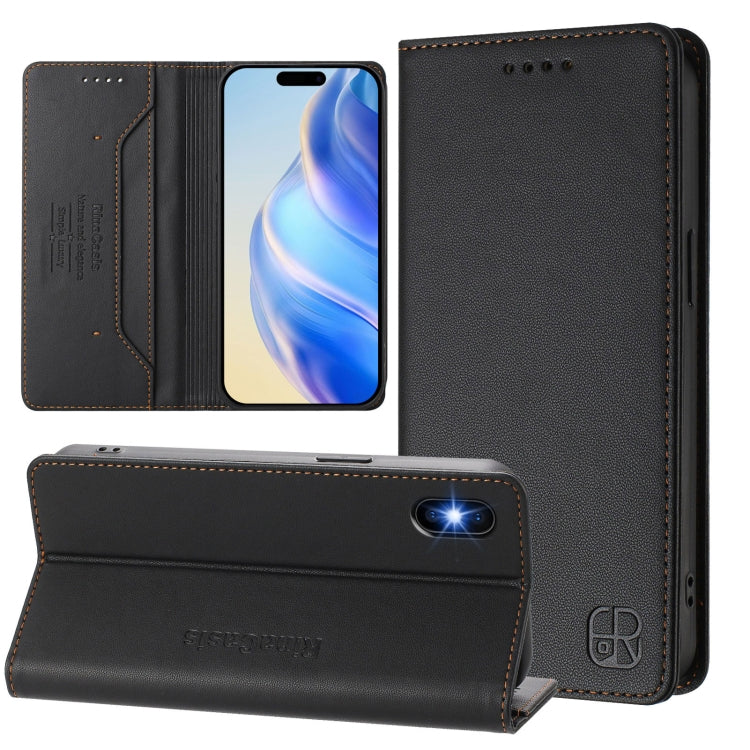 RC01 Dual-Folded Magnetic Suction RFID Leather Phone Case, For iPhone X / XS, For iPhone XR, For iPhone XS Max