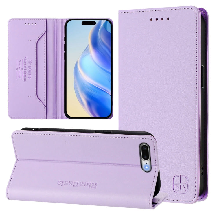 RC01 Dual-Folded Magnetic Suction RFID Leather Phone Case, For iPhone 7 Plus / 8 Plus