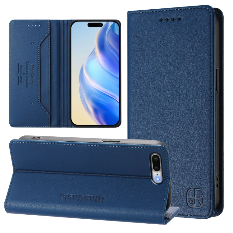RC01 Dual-Folded Magnetic Suction RFID Leather Phone Case, For iPhone 7 Plus / 8 Plus