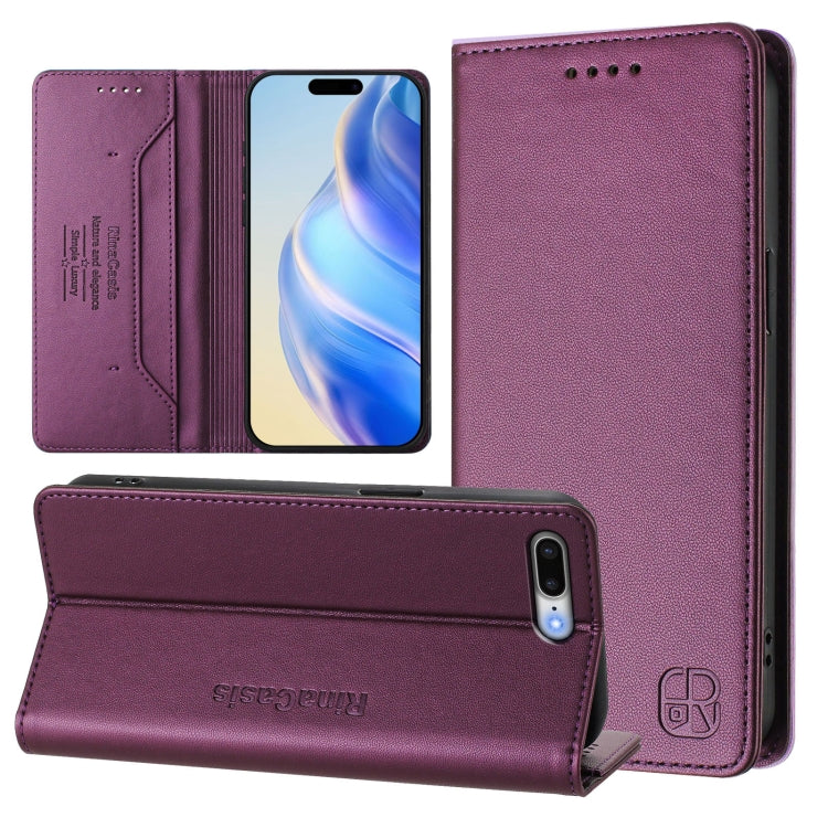 RC01 Dual-Folded Magnetic Suction RFID Leather Phone Case, For iPhone 7 Plus / 8 Plus