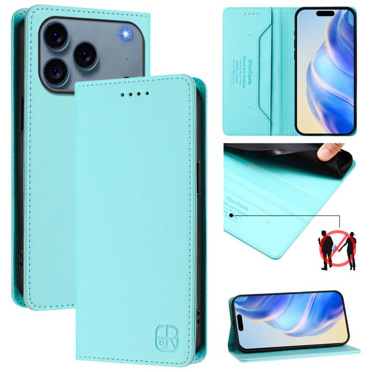 RC01 Dual-Folded Magnetic Suction RFID Leather Phone Case, For iPhone 17e / 16e, For iPhone 17 Pro Max, For iPhone 17 Pro