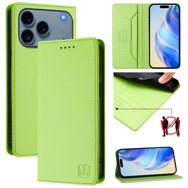 RC01 Dual-Folded Magnetic Suction RFID Leather Phone Case, For iPhone 17e / 16e, For iPhone 17 Pro Max, For iPhone 17 Pro