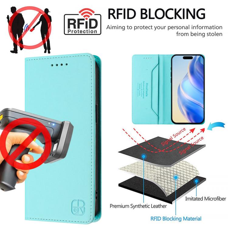 RC01 Dual-Folded Magnetic Suction RFID Leather Phone Case, For iPhone 17, For iPhone Air, For iPhone 16 Pro Max