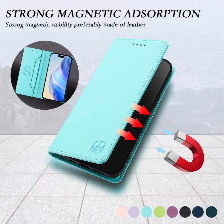 RC01 Dual-Folded Magnetic Suction RFID Leather Phone Case, For iPhone 17, For iPhone Air, For iPhone 16 Pro Max