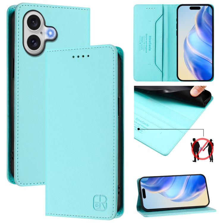 RC01 Dual-Folded Magnetic Suction RFID Leather Phone Case, For iPhone 17, For iPhone Air, For iPhone 16 Pro Max