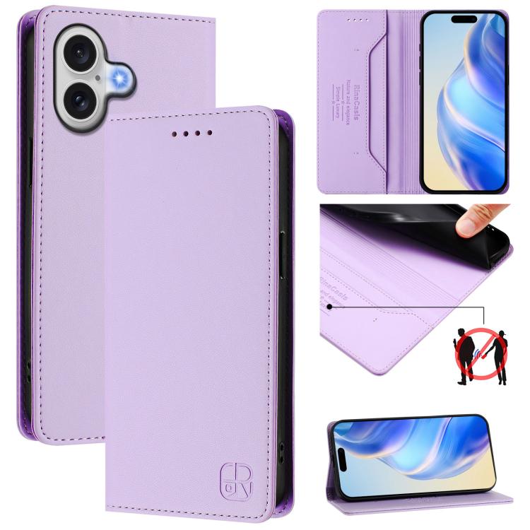 RC01 Dual-Folded Magnetic Suction RFID Leather Phone Case, For iPhone 17, For iPhone Air, For iPhone 16 Pro Max