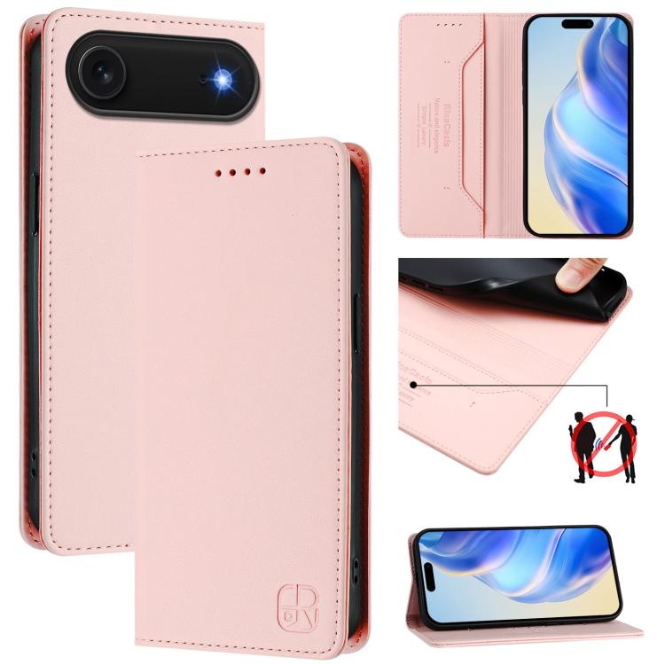 RC01 Dual-Folded Magnetic Suction RFID Leather Phone Case, For iPhone 17, For iPhone Air, For iPhone 16 Pro Max
