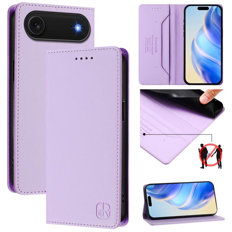 RC01 Dual-Folded Magnetic Suction RFID Leather Phone Case, For iPhone 17, For iPhone Air, For iPhone 16 Pro Max