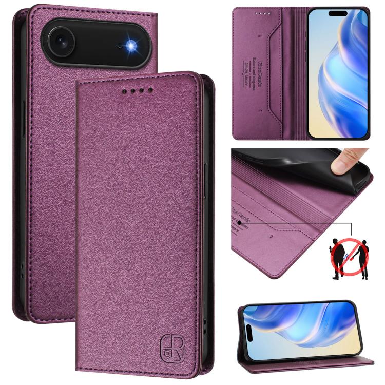RC01 Dual-Folded Magnetic Suction RFID Leather Phone Case, For iPhone 17, For iPhone Air, For iPhone 16 Pro Max