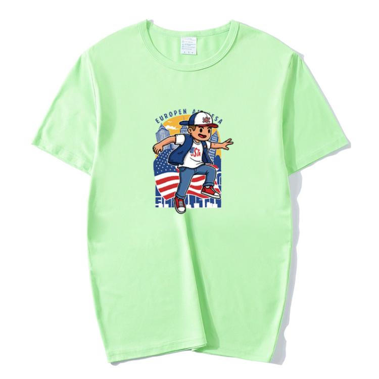 Boy Printed Round Neck Modal Short Sleeve T-shirt Print On Your Demand, M, POD T-Shirt, L