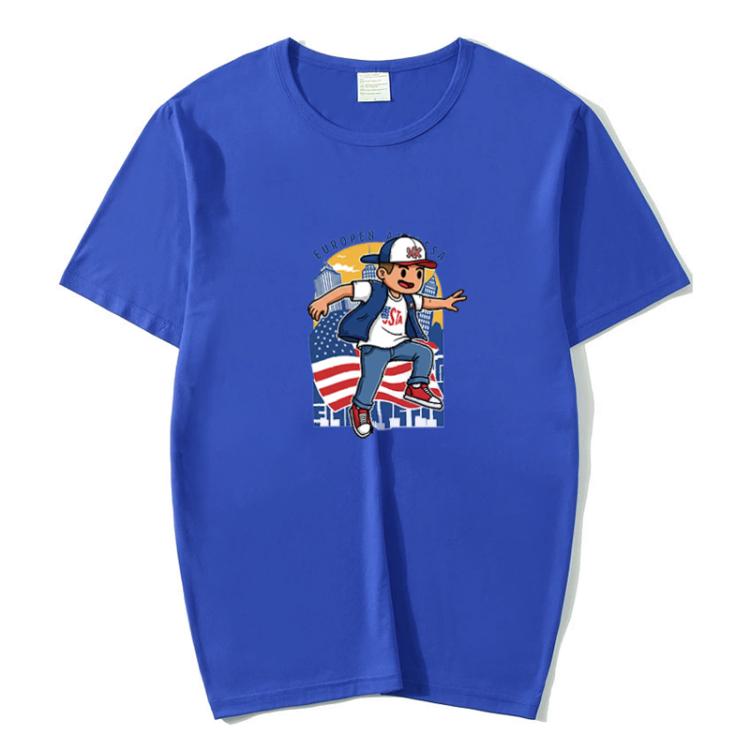 Boy Printed Round Neck Modal Short Sleeve T-shirt Print On Your Demand, M, POD T-Shirt, L